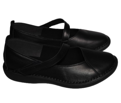 【靴のHOSHIKAWA】  『A-OK 19610』 エーオーケー スリッポン 22cm〜24.5cm EEEE レディース ブラック フラット底 ストラップ 牛革