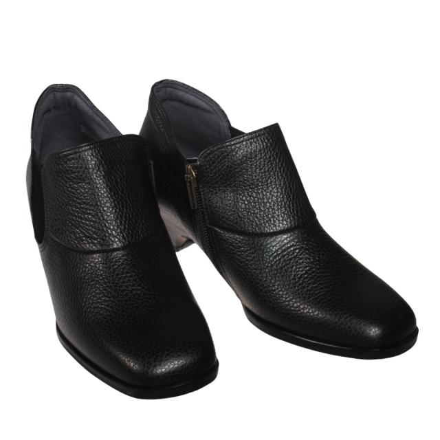 【靴のHOSHIKAWA】  『A-OK 2482』 エーオーケー ブーティー 21.5cm〜24.5cm EEE ブラック レディース ローヒール ショート丈 サイドファスナー 国産 幅広 秋冬