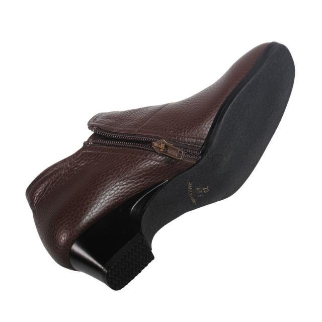 【靴のHOSHIKAWA】  『A-OK 2482』 エーオーケー ブーティー 21.5cm〜24.5cm EEE チョコ レディース ローヒール ショート丈 サイドファスナー 国産 幅広 秋冬