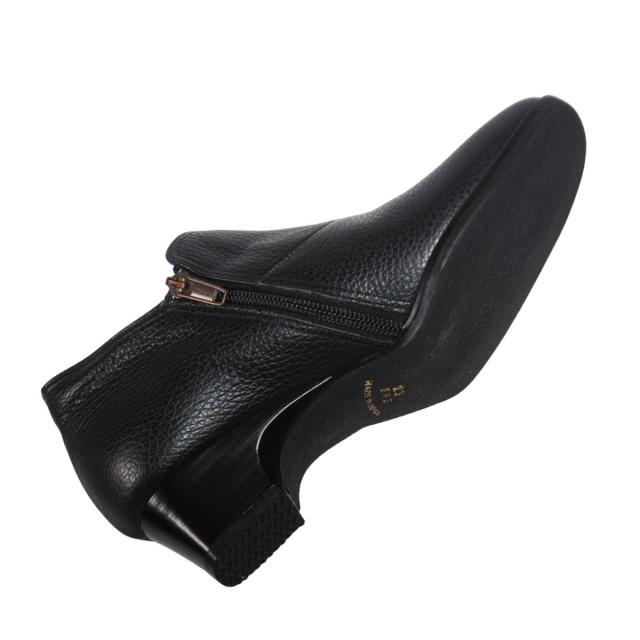 【靴のHOSHIKAWA】  『A-OK 2482』 エーオーケー ブーティー 21.5cm〜24.5cm EEE ブラック レディース ローヒール ショート丈 サイドファスナー 国産 幅広 秋冬