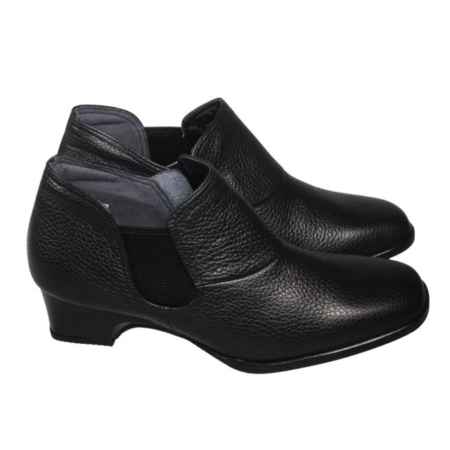 【靴のHOSHIKAWA】  『A-OK 2482』 エーオーケー ブーティー 21.5cm〜24.5cm EEE ブラック レディース ローヒール ショート丈 サイドファスナー 国産 幅広 秋冬