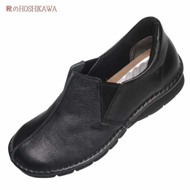【靴のHOSHIKAWA】  『A-OK 3500』 エーオーケー ブーティー 22cm〜24.5cm EEEE ブラック レディース スリッポン サイドゴア 牛革 幅広 日本製 秋冬の通販は 10,930円
