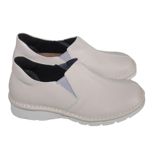 【靴のHOSHIKAWA】  『A-OK 3500』 エーオーケー ブーティー 22cm〜24.5cm EEEE ライトグレー レディース スリッポン サイドゴア 牛革 幅広 日本製 秋冬