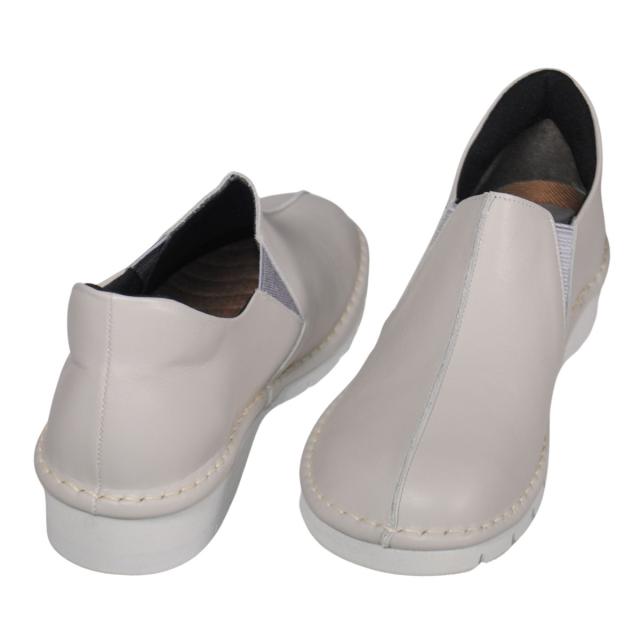 【靴のHOSHIKAWA】  『A-OK 3500』 エーオーケー ブーティー 22cm〜24.5cm EEEE ライトグレー レディース スリッポン サイドゴア 牛革 幅広 日本製 秋冬