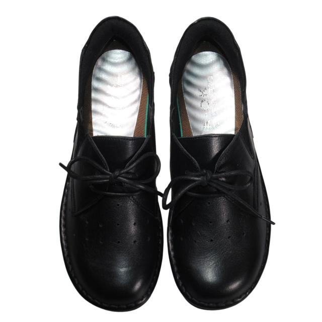 【靴のHOSHIKAWA】  『A-OK 3504』 エーオーケー スリッポン 22cm〜24.5cm EEEE ブラック カジュアル レディース ローヒール サイドゴア 牛革 幅広 国産