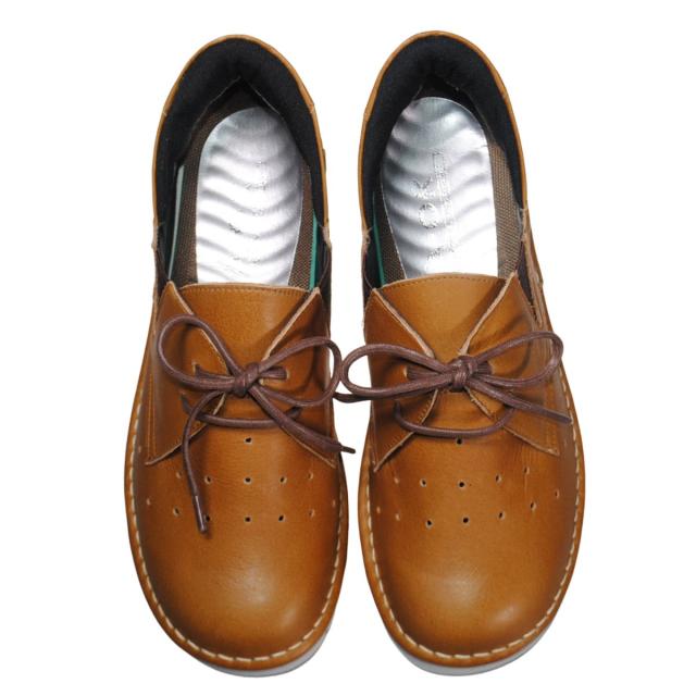 【靴のHOSHIKAWA】  『A-OK 3504』 エーオーケー スリッポン 22cm〜24.5cm EEEE ブラウン カジュアル レディース ローヒール サイドゴア 牛革 幅広 国産