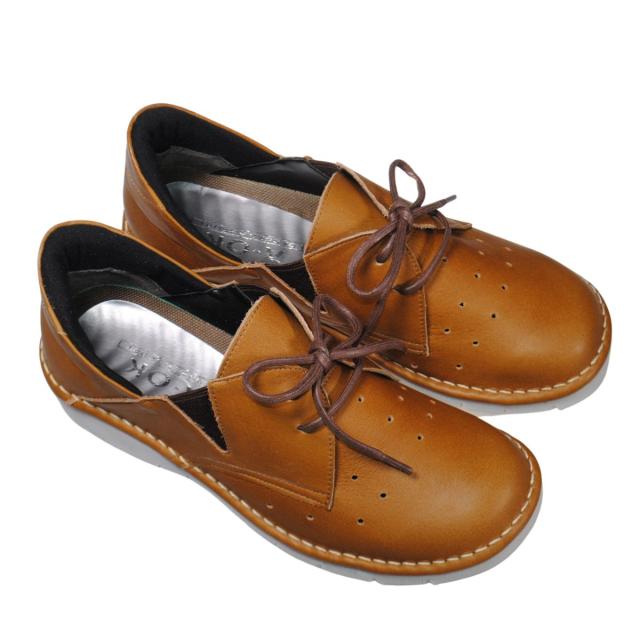 【靴のHOSHIKAWA】  『A-OK 3504』 エーオーケー スリッポン 22cm〜24.5cm EEEE ブラウン カジュアル レディース ローヒール サイドゴア 牛革 幅広 国産