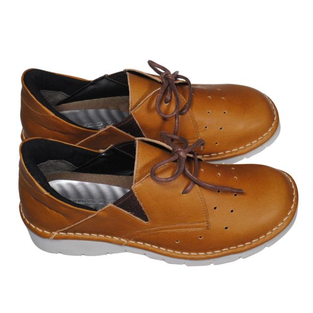 【靴のHOSHIKAWA】  『A-OK 3504』 エーオーケー スリッポン 22cm〜24.5cm EEEE ブラウン カジュアル レディース ローヒール サイドゴア 牛革 幅広 国産