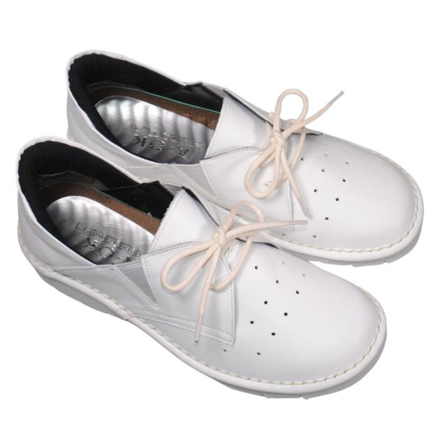 【靴のHOSHIKAWA】  『A-OK 3504』 エーオーケー スリッポン 22cm〜24.5cm EEEE ホワイト カジュアル レディース ローヒール サイドゴア 牛革 幅広 国産