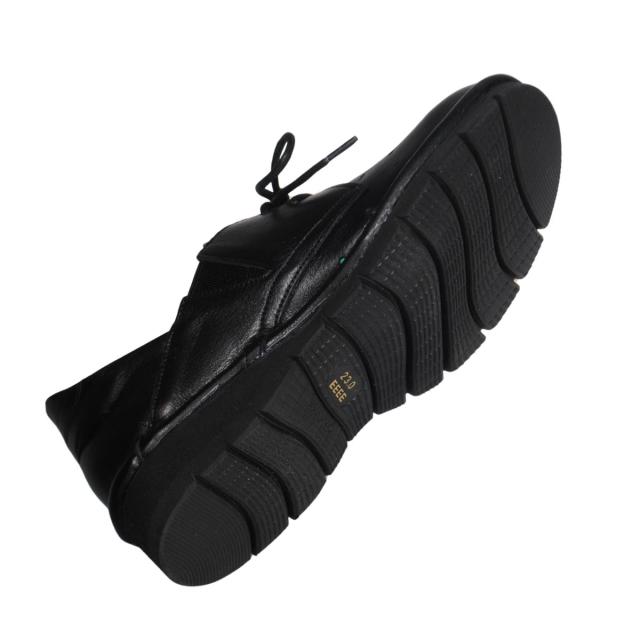 【靴のHOSHIKAWA】  『A-OK 3504』 エーオーケー スリッポン 22cm〜24.5cm EEEE ブラック カジュアル レディース ローヒール サイドゴア 牛革 幅広 国産