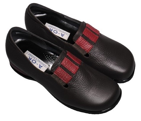 【靴のHOSHIKAWA】  『A-OK 3820』 エーオーケー スリッポン 21.5cm〜24.5cm EEEE ブラウン カジュアル レディース ローヒール 外反母趾対応 牛革 国産