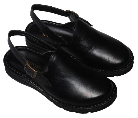 【靴のHOSHIKAWA】  『A-OK 386』 エーオーケー サンダル 22cm〜24.5cm EEEE ブラック レディース バックバンド ストラップ 日本製 牛革 厚底