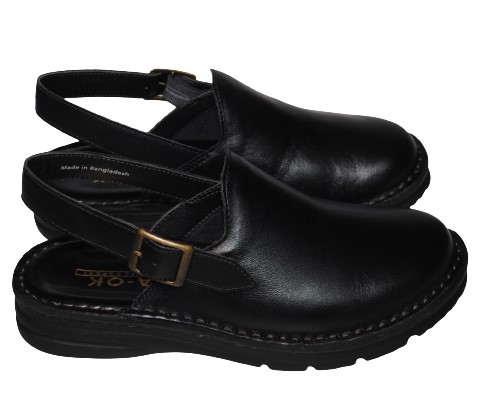 【靴のHOSHIKAWA】  『A-OK 386』 エーオーケー サンダル 22cm〜24.5cm EEEE ブラック レディース バックバンド ストラップ 日本製 牛革 厚底