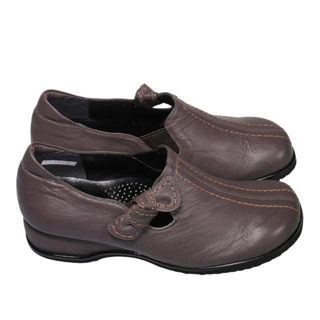 【靴のHOSHIKAWA】  『A-OK 3863』 エーオーケー スリッポン 21.5cm〜25cm EEEE カカオ カジュアル レディース 外反母趾 スクエアトゥ コンフォート 日本製 牛革 防滑