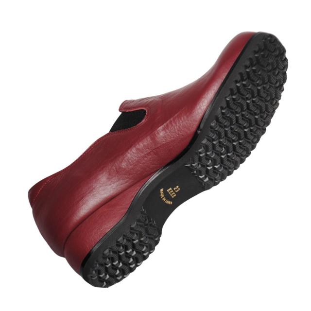 【靴のHOSHIKAWA】  『A-OK 3863』 エーオーケー スリッポン 21.5cm〜25cm EEEE ワイン カジュアル レディース 外反母趾 スクエアトゥ コンフォート 日本製 牛革 防滑