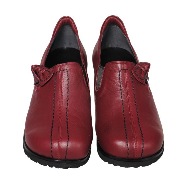 【靴のHOSHIKAWA】  『A-OK 3863』 エーオーケー スリッポン 21.5cm〜25cm EEEE ワイン カジュアル レディース 外反母趾 スクエアトゥ コンフォート 日本製 牛革 防滑