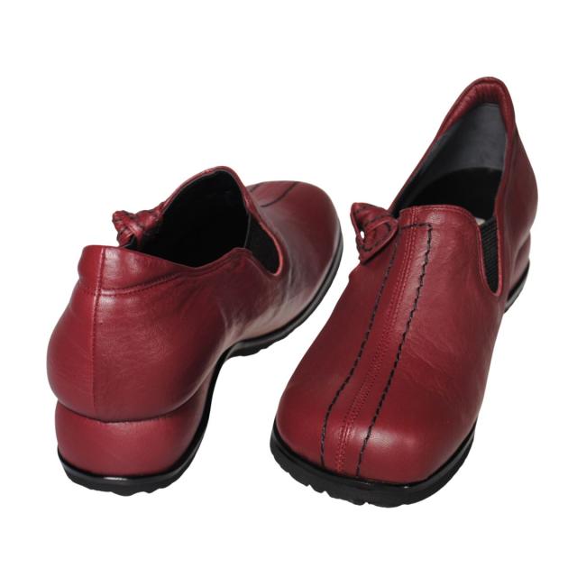 【靴のHOSHIKAWA】  『A-OK 3863』 エーオーケー スリッポン 21.5cm〜25cm EEEE ワイン カジュアル レディース 外反母趾 スクエアトゥ コンフォート 日本製 牛革 防滑