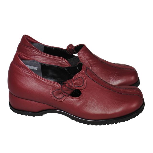 【靴のHOSHIKAWA】  『A-OK 3863』 エーオーケー スリッポン 21.5cm〜25cm EEEE ワイン カジュアル レディース 外反母趾 スクエアトゥ コンフォート 日本製 牛革 防滑