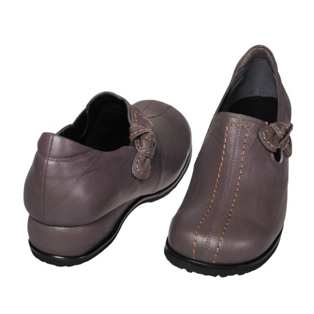 【靴のHOSHIKAWA】  『A-OK 3863』 エーオーケー スリッポン 21.5cm〜25cm EEEE カカオ カジュアル レディース 外反母趾 スクエアトゥ コンフォート 日本製 牛革 防滑