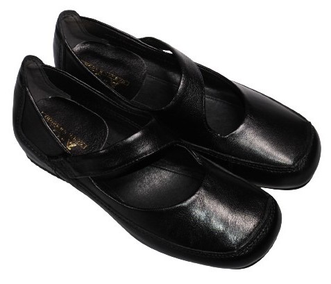 【靴のHOSHIKAWA】  『A-OK 5110』 エーオーケー スリッポン 22cm〜24.5cm レディース ブラック スクエアトゥ インヒール ベルト 本革