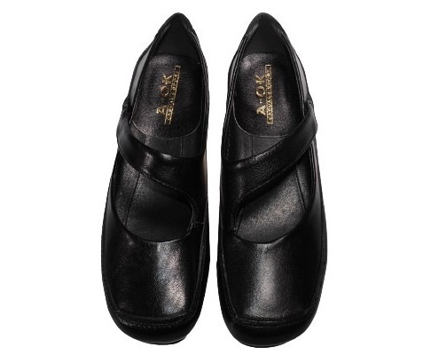 【靴のHOSHIKAWA】  『A-OK 5110』 エーオーケー スリッポン 22cm〜24.5cm レディース ブラック スクエアトゥ インヒール ベルト 本革