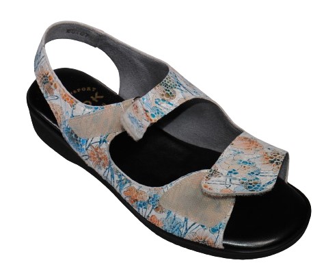 【靴のHOSHIKAWA】  『A-OK 5167』 エーオーケー コンフォートサンダル 22cm〜24.5cm EEEE ブルー サンダル ベルクロ 幅広 軽量 日本製 牛革