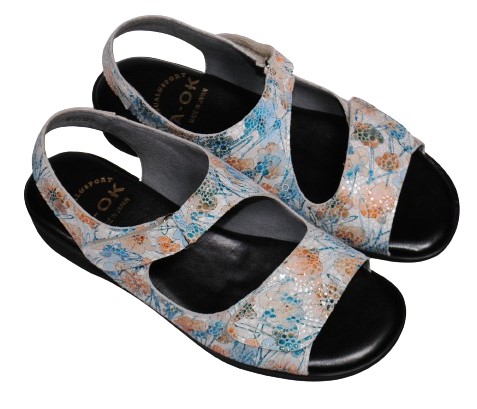 【靴のHOSHIKAWA】  『A-OK 5167』 エーオーケー コンフォートサンダル 22cm〜24.5cm EEEE ブルー サンダル ベルクロ 幅広 軽量 日本製 牛革