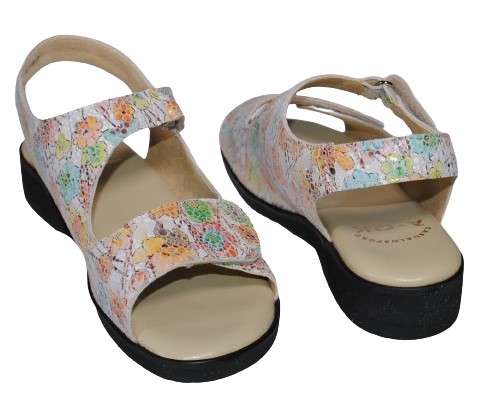 【靴のHOSHIKAWA】  『A-OK 5167』 エーオーケー コンフォートサンダル 22cm〜24.5cm EEEE イエロー サンダル ベルクロ 幅広 軽量 日本製 牛革