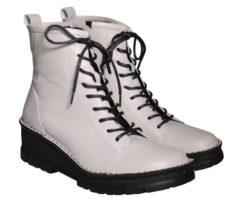 【靴のHOSHIKAWA】  『A-OK 5501』 エーオーケー ショートブーツ 22.5cm〜24.5cm レディース  レースアップ ライトグレー 牛革 秋冬