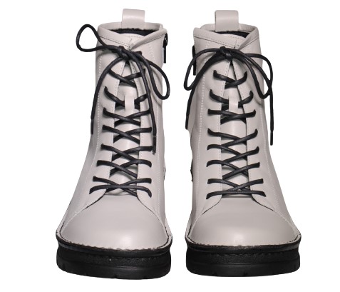 【靴のHOSHIKAWA】  『A-OK 5501』 エーオーケー ショートブーツ 22.5cm〜24.5cm レディース  レースアップ ライトグレー 牛革 秋冬