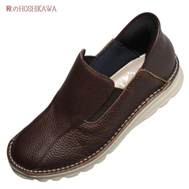 【靴のHOSHIKAWA】  『A-OK 6001D』 エーオーケー ブーティー 22cm〜25cm EEEE チョコ カジュアル レディース ショート丈 サイドゴア スリップイン 幅が広い 牛革 国産 秋冬