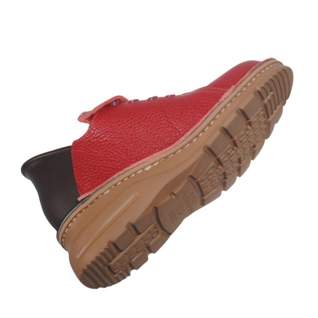 【靴のHOSHIKAWA】  『A-OK 6006』 エーオーケー ブーティー 21.5cm〜24.5cm EEEE レッド/ブラウン レディース ゴムレース ショート丈 立ったまま履ける 国産 幅広 軽量 秋冬