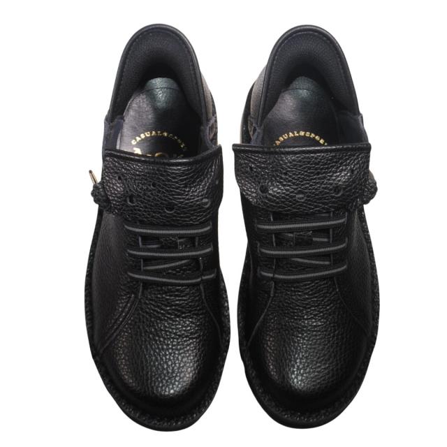 【靴のHOSHIKAWA】  『A-OK 6006』 エーオーケー ブーティー 21.5cm〜24.5cm EEEE ブラック レディース ゴムレース ショート丈 立ったまま履ける 国産 幅広 軽量 秋冬