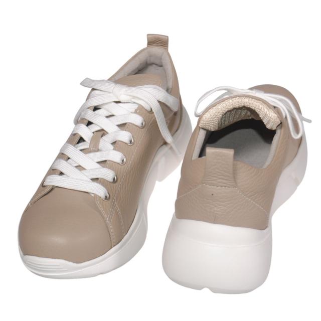 【靴のHOSHIKAWA】  『A-OK 602』 エーオーケー スニーカー 22cm〜24.5cm EEEE オーク レースアップ レディース 低反発クッション 牛革 厚底 幅広 日本製