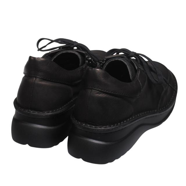 【靴のHOSHIKAWA】  『A-OK 60251』 エーオーケー ブーティー 22cm〜24.5cm レディース ブラック カジュアル レースアップ ファスナー コンフォートシューズ 幅が広い 牛革 国産