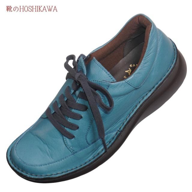 【靴のHOSHIKAWA】  『A-OK 60251』 エーオーケー ブーティー 22cm〜24.5cm レディース ブルーグレー カジュアル レースアップ ファスナー コンフォートシューズ 幅が広い 牛革 国産