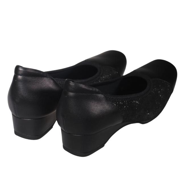 【靴のHOSHIKAWA】  『A-OK 6951』 エーオーケー パンプス 21.5cm〜24.5cm EEE レディース ブラック ウェッジソール 牛革 日本製