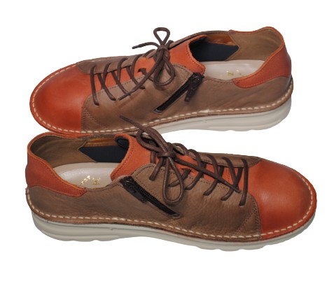 【靴のHOSHIKAWA】  『A-OK 7091』 エーオーケー トマト 21.5cm〜25cm EEEE レザースニーカー 撥水加工 ファスナー 厚底 レースアップ 牛革