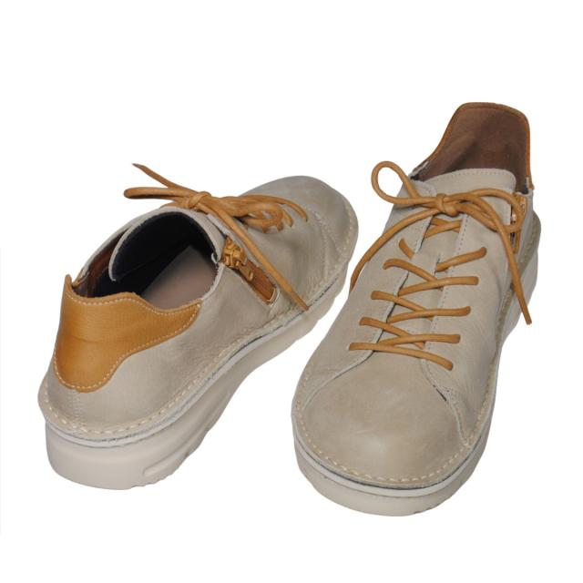 【靴のHOSHIKAWA】  『A-OK 7091』 エーオーケー AZURE/YELLOW 21.5cm〜25cm EEEE レザースニーカー 撥水加工 ファスナー 厚底 レースアップ 牛革