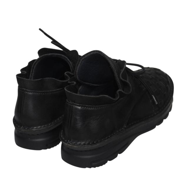 【靴のHOSHIKAWA】  『A-OK 7311』 エーオーケー ブーティー 21.5cm〜25cm EEEE ブラック レディース レースアップ ショート丈 国産 幅広 軽量 秋冬