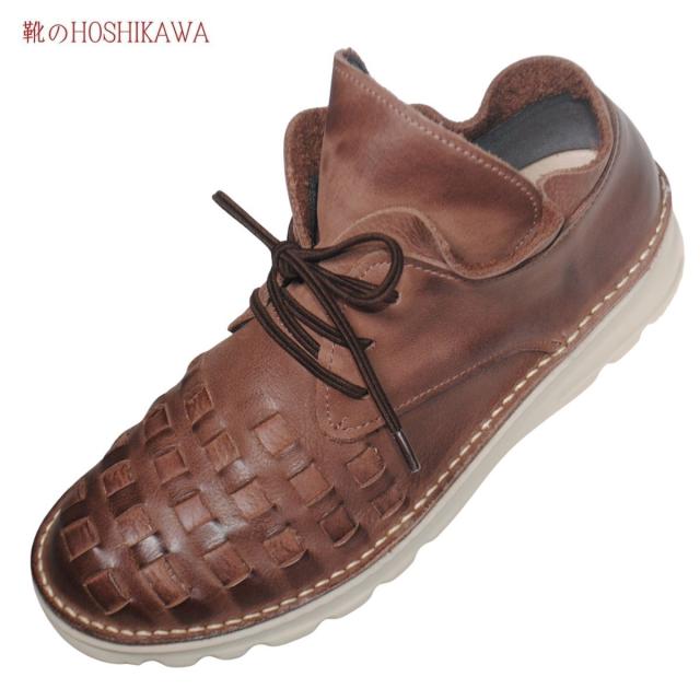 【靴のHOSHIKAWA】  『A-OK 7311』 エーオーケー ブーティー 21.5cm〜25cm EEEE Dブラウン レディース レースアップ ショート丈 国産 幅広 軽量 秋冬