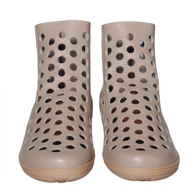 【靴のHOSHIKAWA】  『A-OK 7319』 エーオーケー ショートブーツ 21.5cm〜25cm レディース グレー 後ろファスナー 撥水加工  軽量 日本製 牛革 春夏