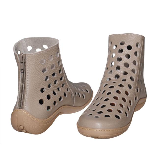 【靴のHOSHIKAWA】  『A-OK 7319』 エーオーケー ショートブーツ 21.5cm〜25cm レディース グレー 後ろファスナー 撥水加工  軽量 日本製 牛革 春夏
