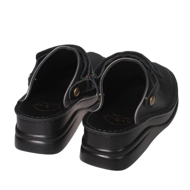 【靴のHOSHIKAWA】  『A-OK INCHOLJE  8171』 21.5cm〜24.5cm レディース サボサンダル  ガンメタ/ブラック バックベルト 厚底 国産 本革 前詰まり