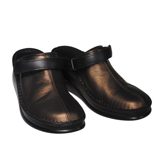 【靴のHOSHIKAWA】  『A-OK INCHOLJE  8171』 21.5cm〜24.5cm レディース サボサンダル  ブロンズ/ブラック バックベルト 厚底 国産 本革 前詰まり