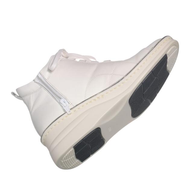 【靴のHOSHIKAWA】  『A-OK 82771』 エーオーケー ショートブーツ 22cm〜24.5cm レディース ホワイト 内側ファスナー レースアップ 厚底 日本製 牛革 秋冬