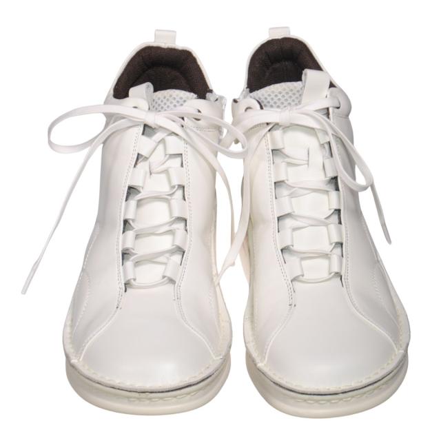 【靴のHOSHIKAWA】  『A-OK 82771』 エーオーケー ショートブーツ 22cm〜24.5cm レディース ホワイト 内側ファスナー レースアップ 厚底 日本製 牛革 秋冬
