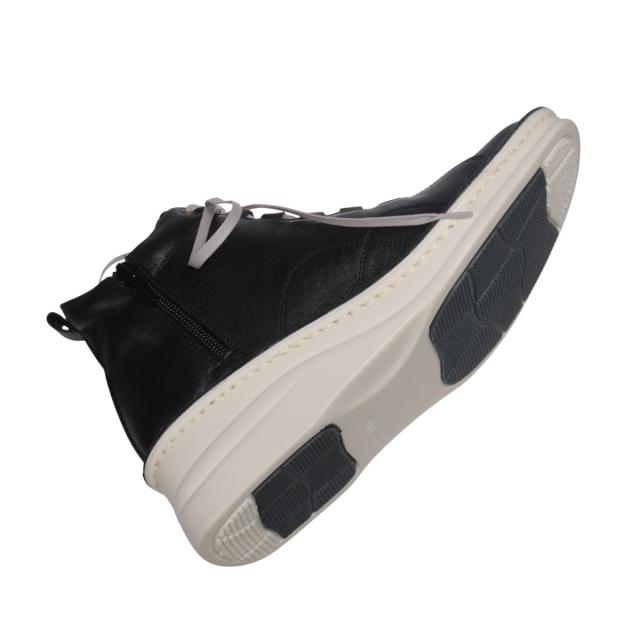 【靴のHOSHIKAWA】  『A-OK 82771』 エーオーケー ショートブーツ 22cm〜24.5cm レディース ブラック 内側ファスナー レースアップ 厚底 日本製 牛革 秋冬