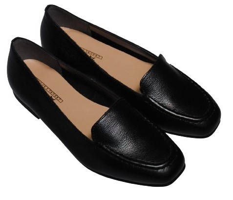 【靴のHOSHIKAWA】  『A-OK 8481』 エーオーケー ローファー 22.5cm〜24.5cm レディース スリッポン ブラック ローヒール ゴム底 踵が低い 牛革