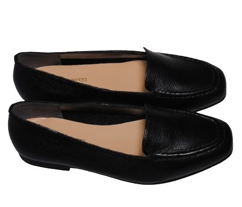 【靴のHOSHIKAWA】  『A-OK 8481』 エーオーケー ローファー 22.5cm〜24.5cm レディース スリッポン ブラック ローヒール ゴム底 踵が低い 牛革